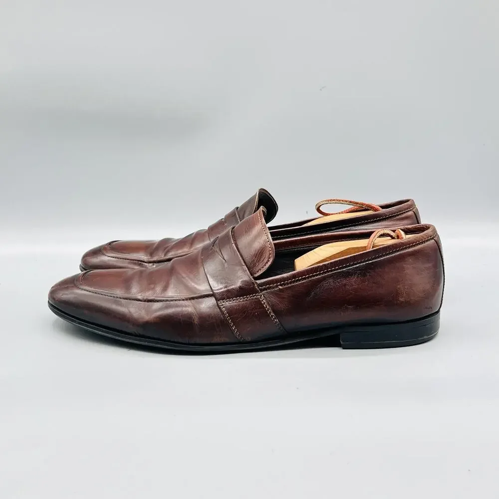 To Boot New York Shoes Mens 11 Brown Leather Adam Derrick Penny Loafers Dress